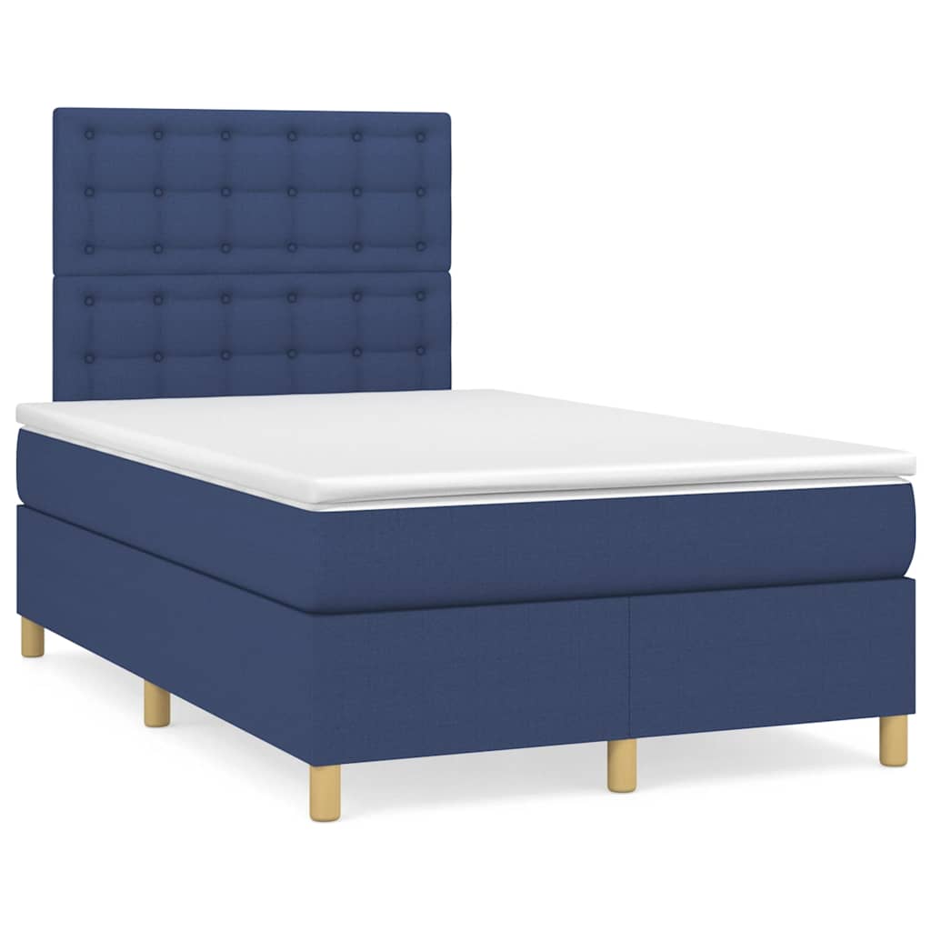 Boxspring met matras en LED stof blauw 120x190 cm – afbeelding 1