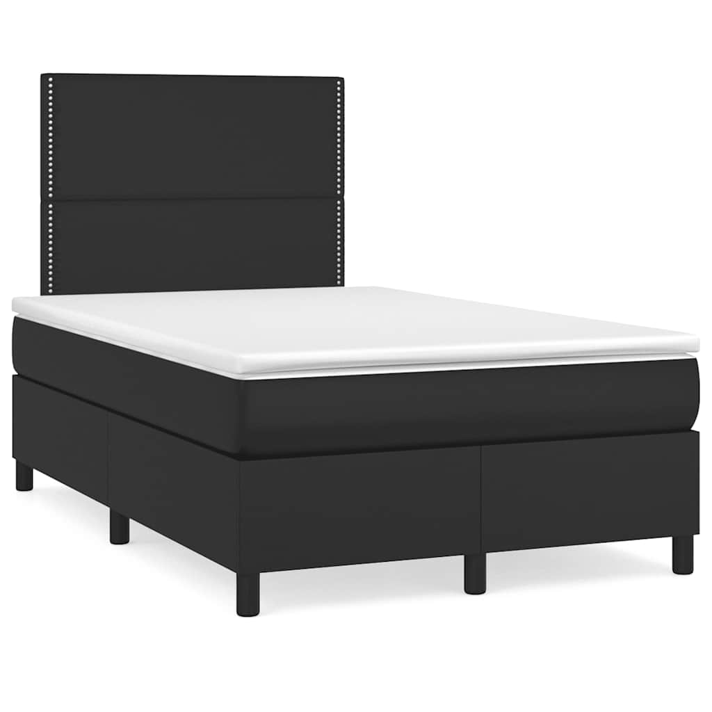 Boxspring met matras en LED kunstleer zwart 120x190 cm – afbeelding 1
