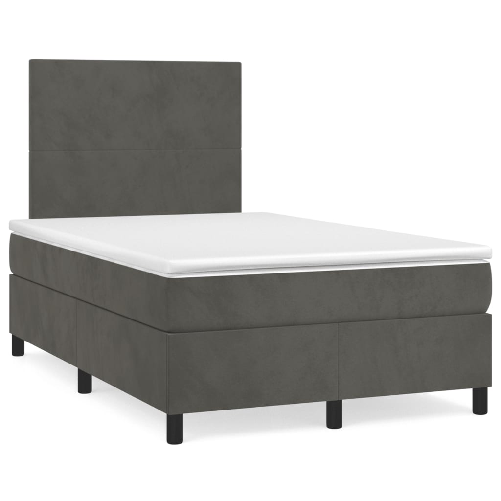 Boxspring met matras en LED fluweel donkergrijs 120x190 cm – afbeelding 1