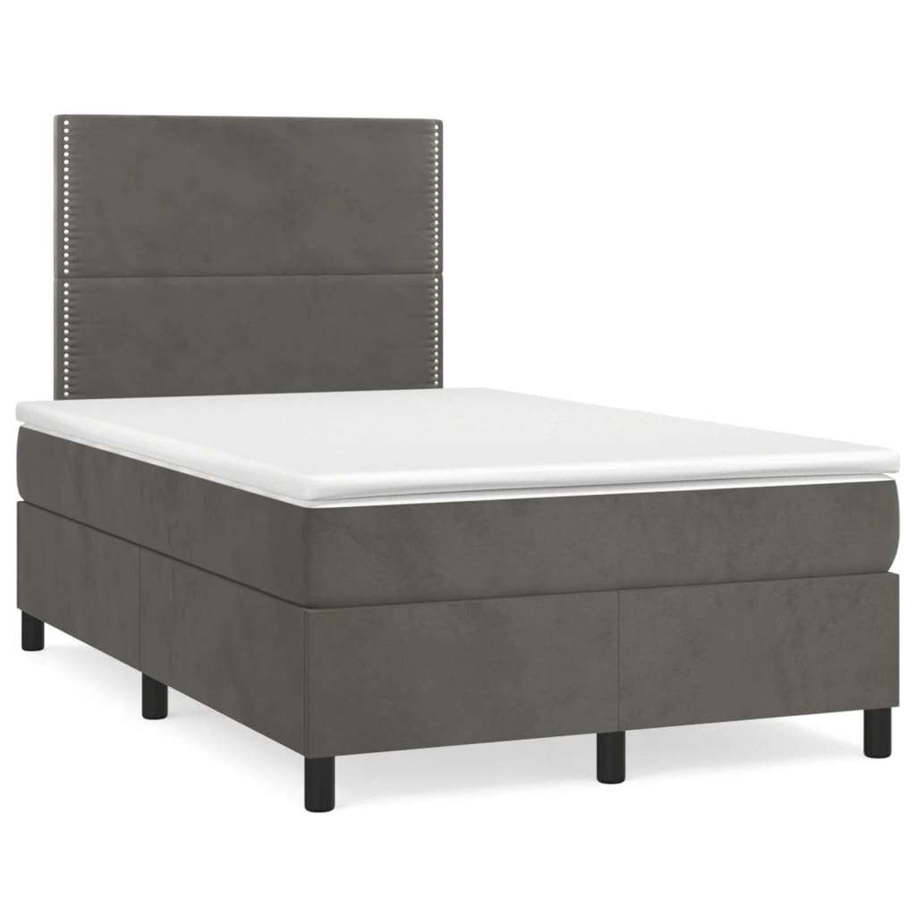 Boxspring met matras en LED fluweel donkergrijs 120x190 cm – afbeelding 1