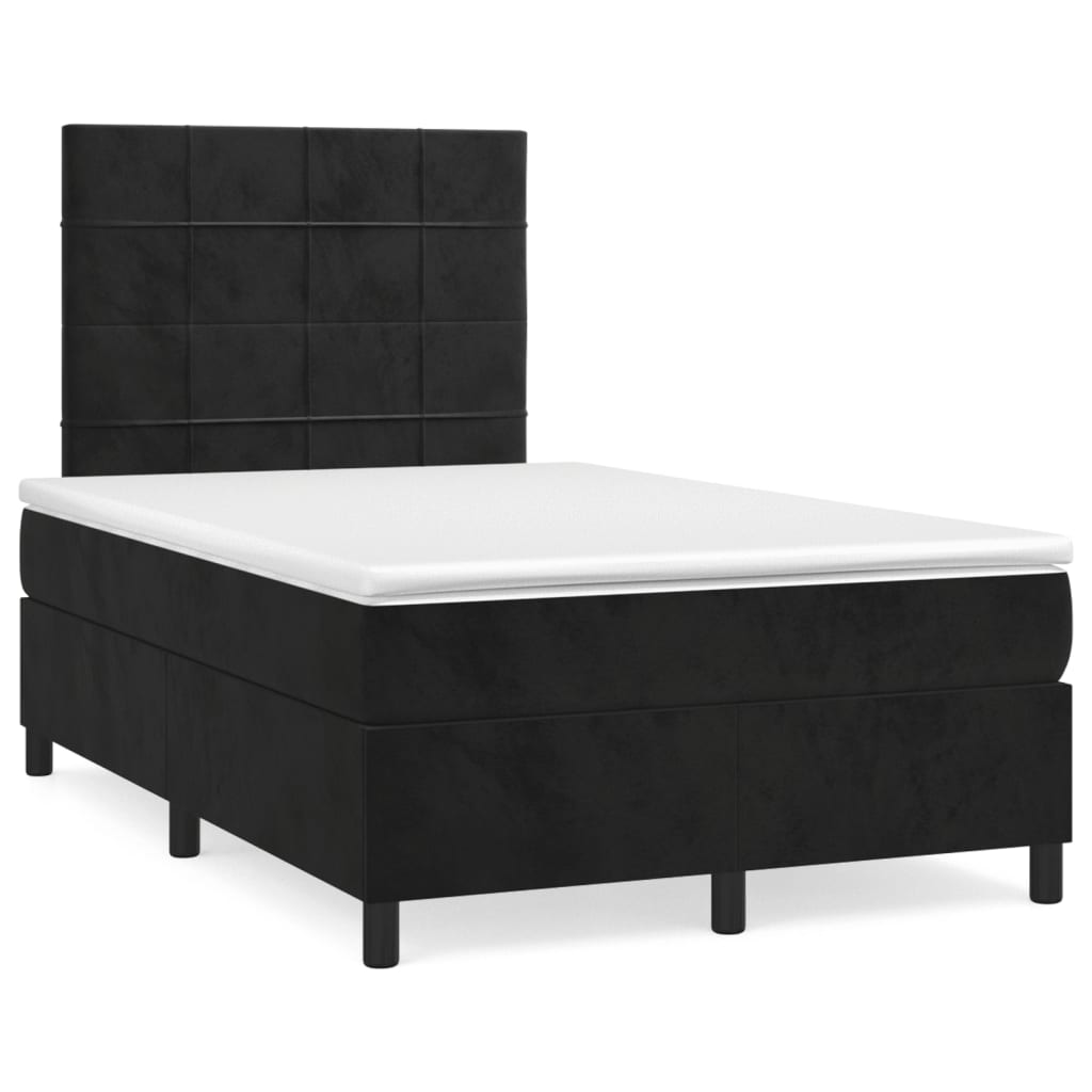 Boxspring met matras en LED fluweel zwart 120x190 cm – afbeelding 1