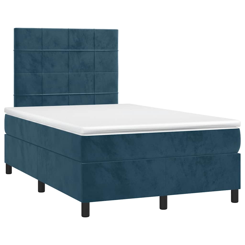 Boxspring met matras en LED fluweel donkerblauw 120x190 cm – afbeelding 3