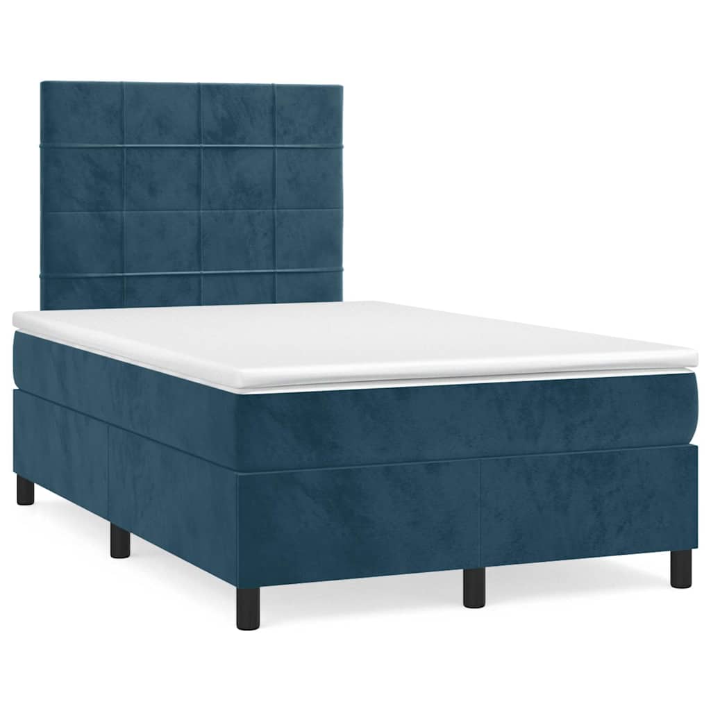 Boxspring met matras en LED fluweel donkerblauw 120x190 cm – afbeelding 5