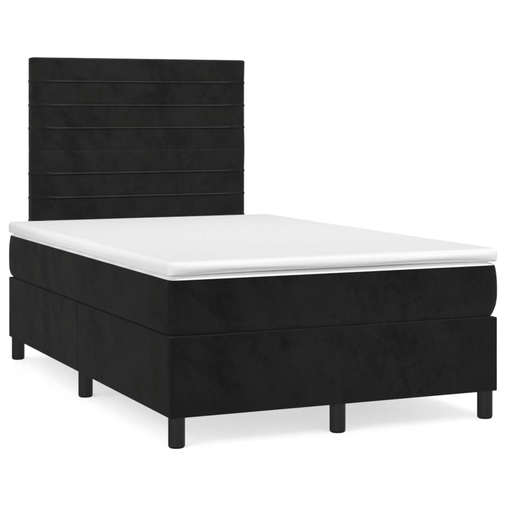 Boxspring met matras en LED fluweel zwart 120x190 cm – afbeelding 1