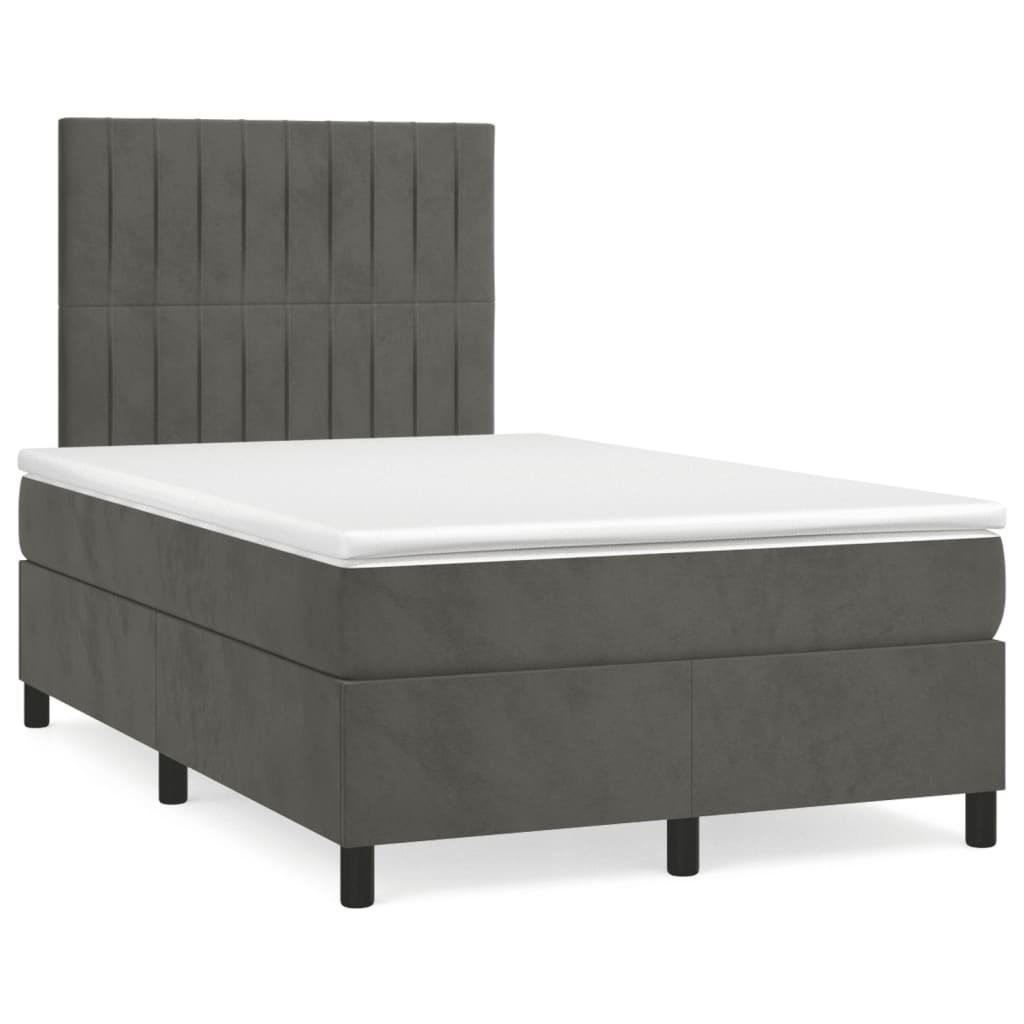 Boxspring met matras en LED fluweel donkergrijs 120x190 cm – afbeelding 1