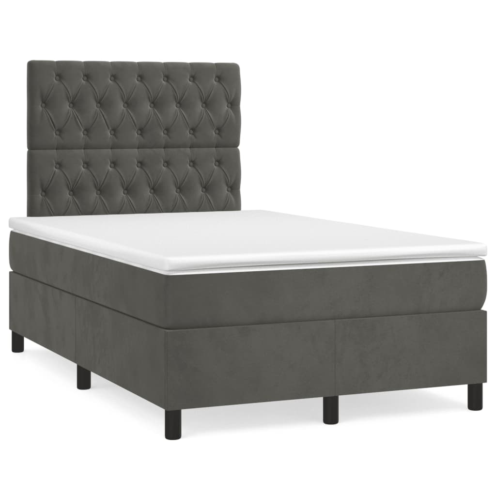 Boxspring met matras en LED fluweel donkergrijs 120x190 cm – afbeelding 1