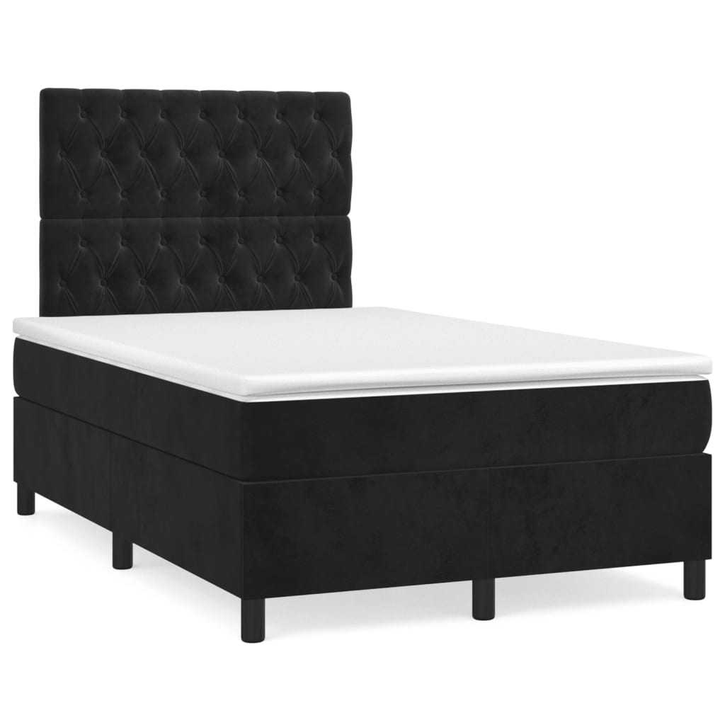 Boxspring met matras en LED fluweel zwart 120x190 cm – afbeelding 1