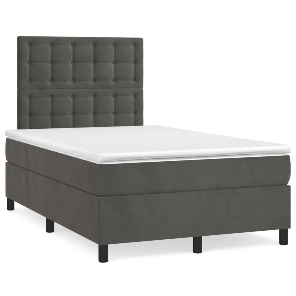 Boxspring met matras en LED fluweel donkergrijs 120x190 cm – afbeelding 1