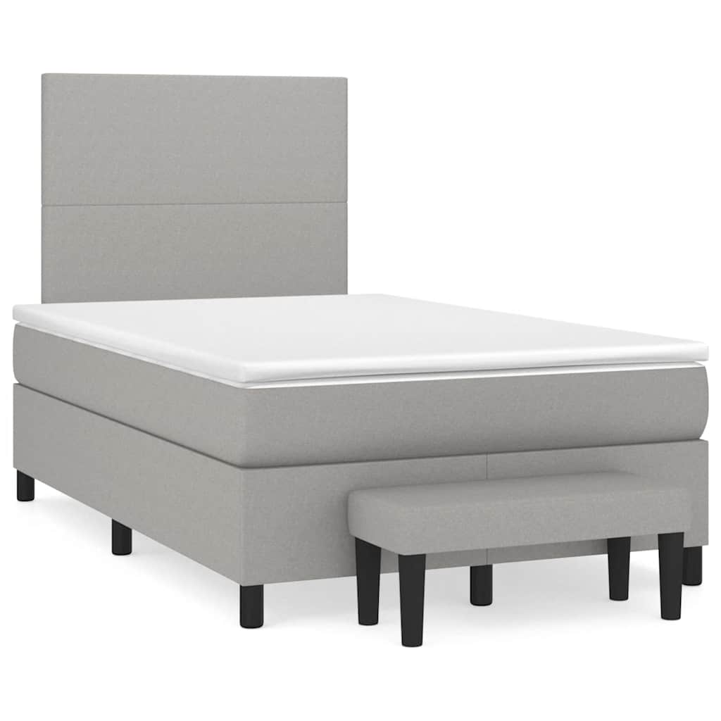 Boxspring met matras stof lichtgrijs 120x190 cm – afbeelding 1