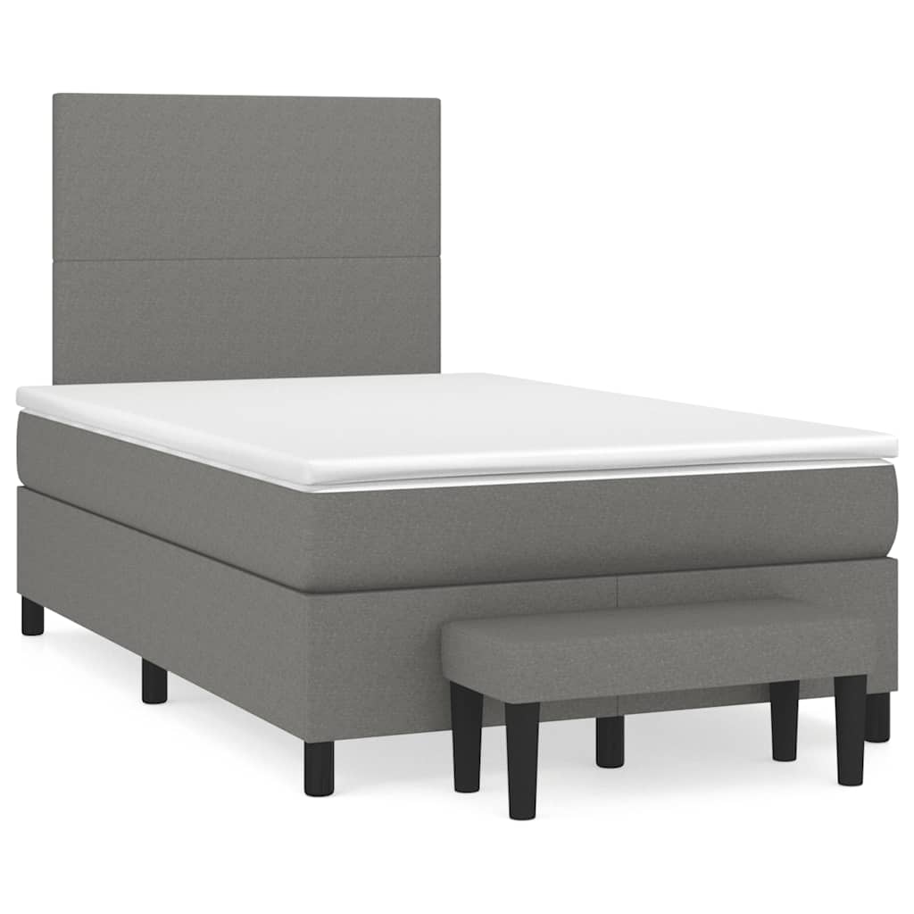 Boxspring met matras stof donkergrijs 120x190 cm – afbeelding 1