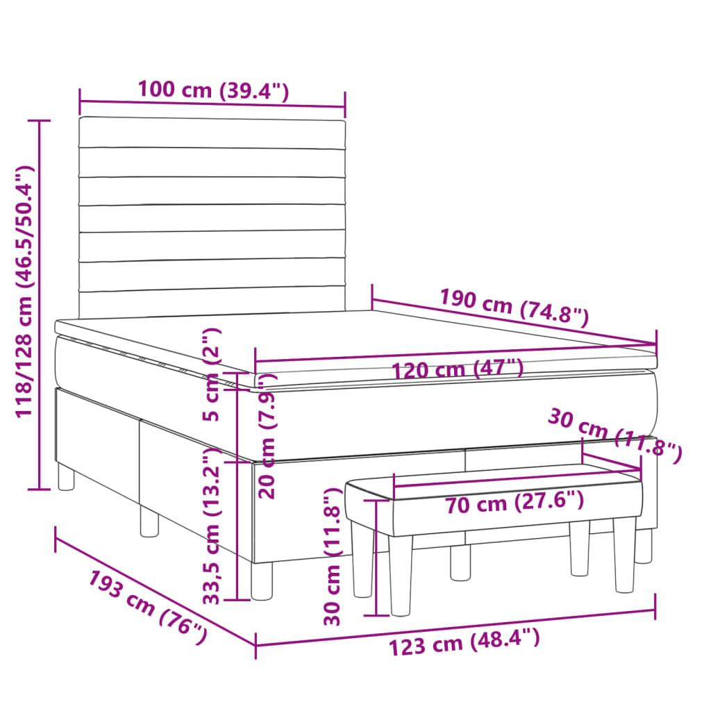 Boxspring met matras stof taupe 120x190 cm – afbeelding 10