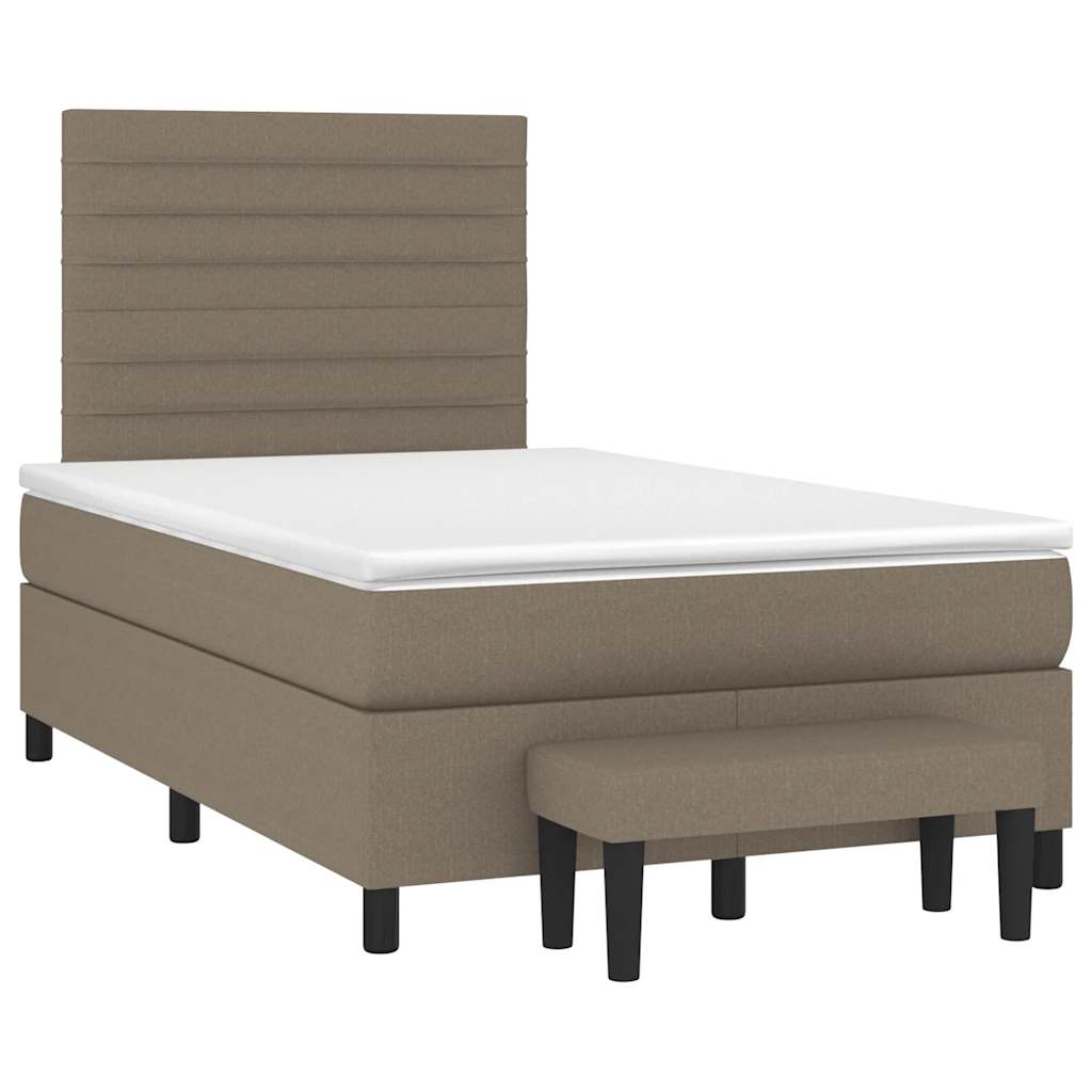 Boxspring met matras stof taupe 120x190 cm – afbeelding 2