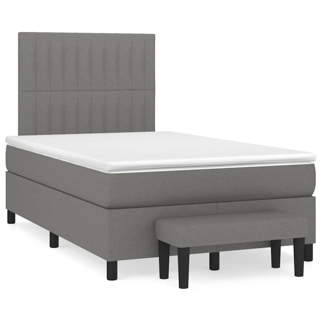 Boxspring met matras stof donkergrijs 120x190 cm – afbeelding 1