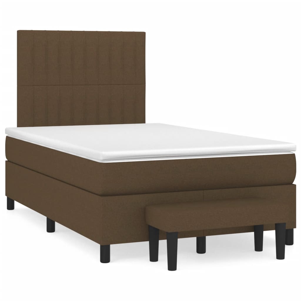 Boxspring met matras stof donkerbruin 120x190 cm – afbeelding 1