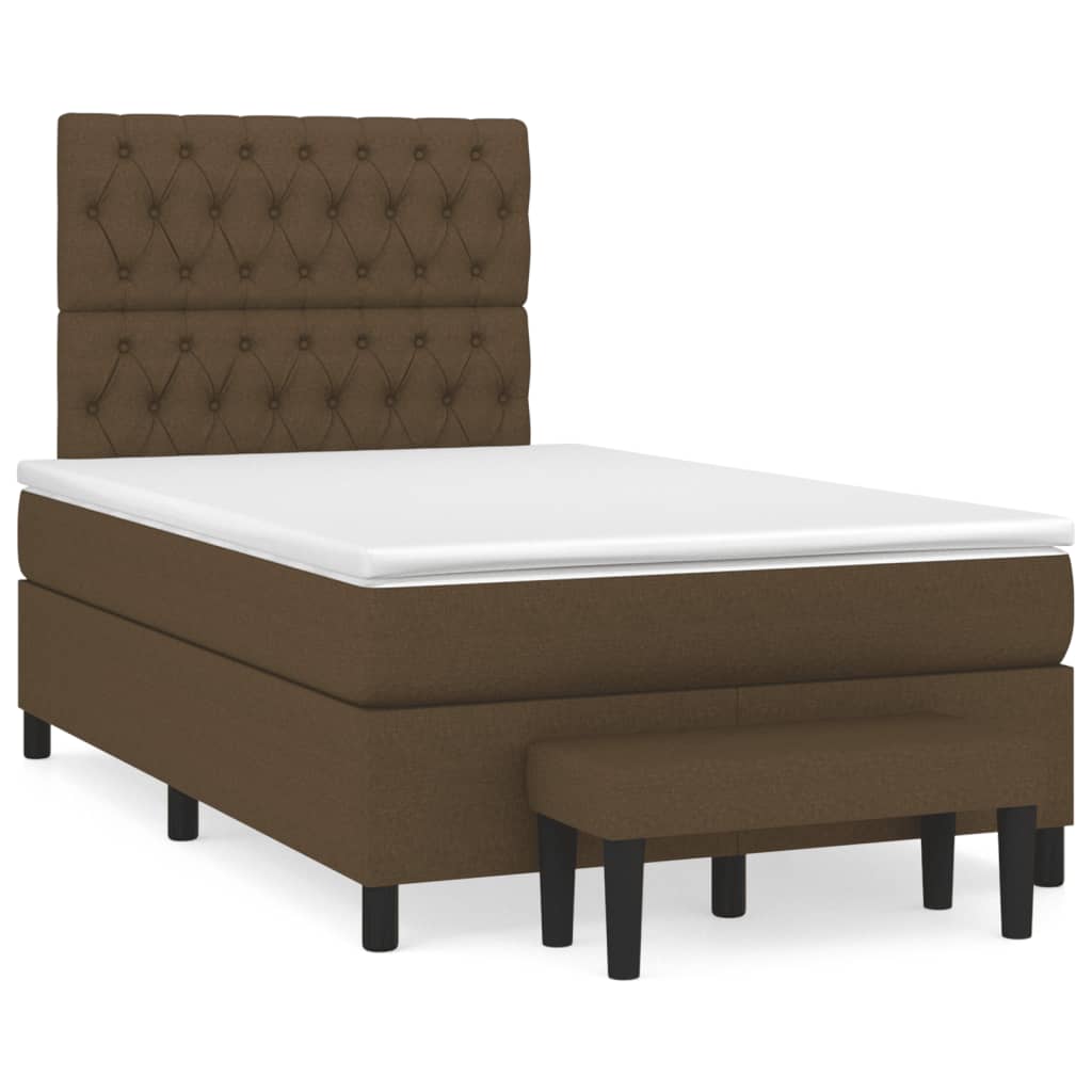 Boxspring met matras stof donkerbruin 120x190 cm – afbeelding 1