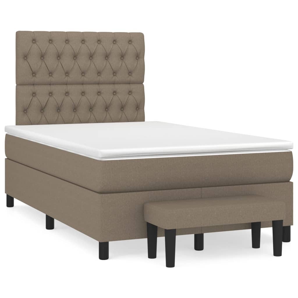 Boxspring met matras stof taupe 120x190 cm – afbeelding 1