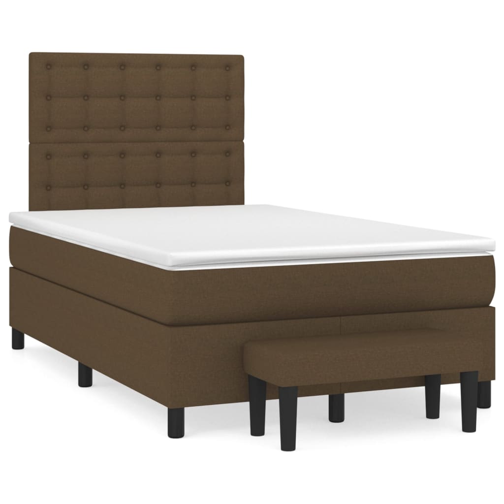 Boxspring met matras stof donkerbruin 120x190 cm – afbeelding 1