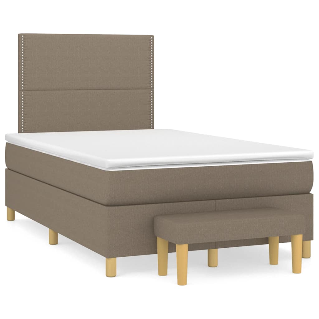 Boxspring met matras stof taupe 120x190 cm – afbeelding 1
