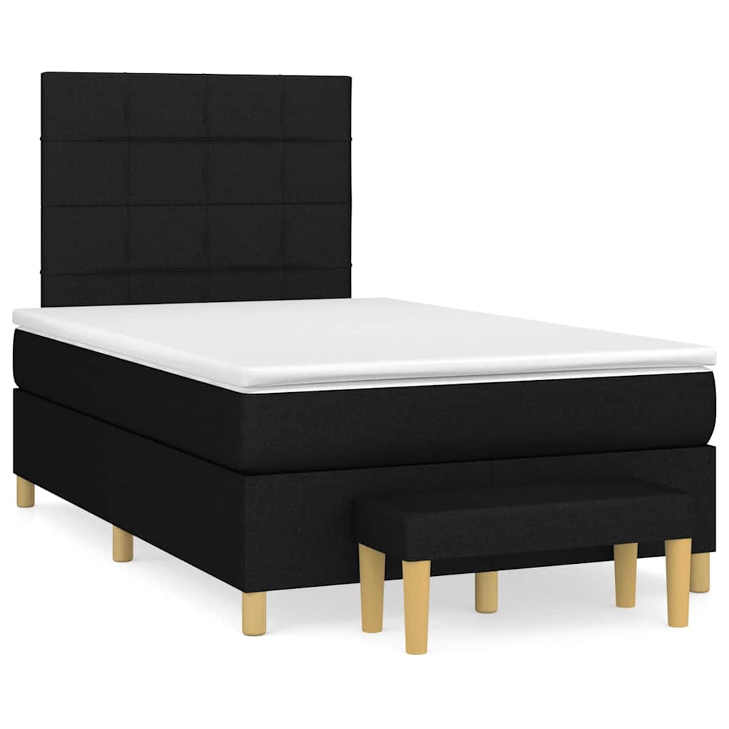Boxspring met matras stof zwart 120x190 cm – afbeelding 1