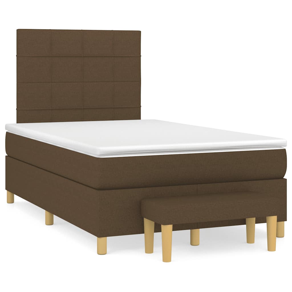 Boxspring met matras stof donkerbruin 120x190 cm – afbeelding 1