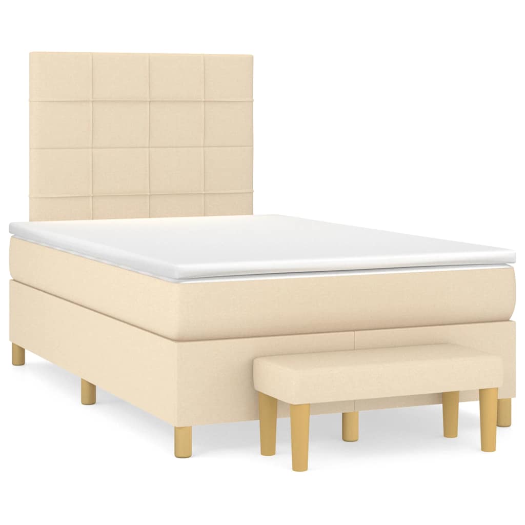 Boxspring met matras stof crèmekleurig 120x190 cm – afbeelding 1