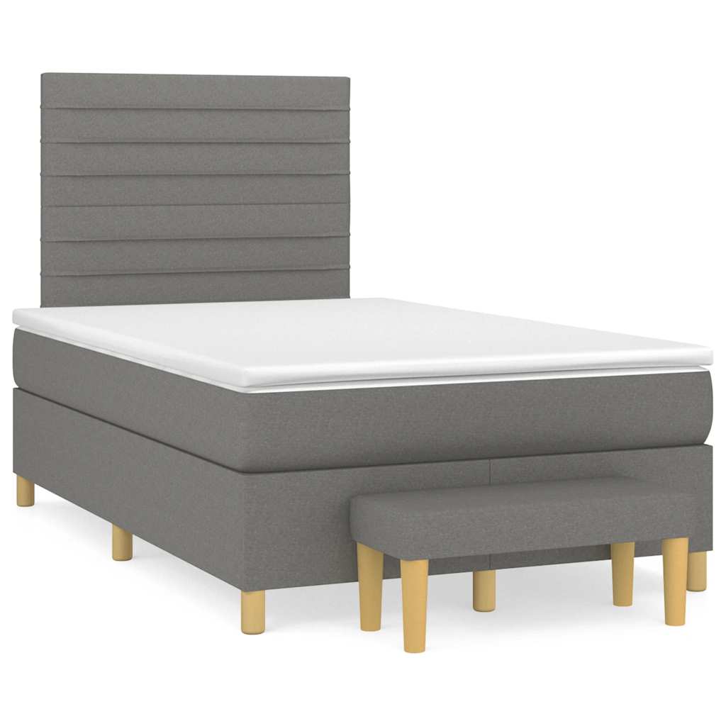 Boxspring met matras stof donkergrijs 120x190 cm – afbeelding 1