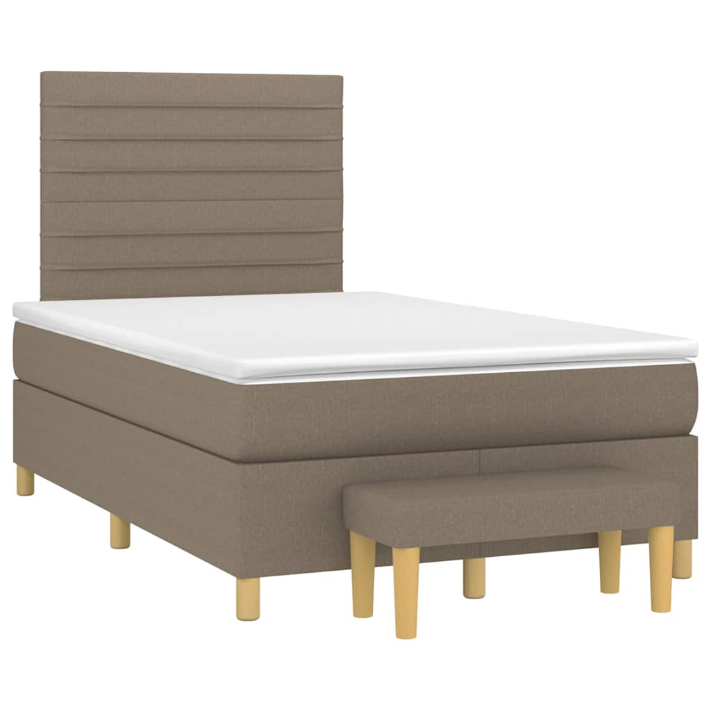 Boxspring met matras stof taupe 120x190 cm – afbeelding 1