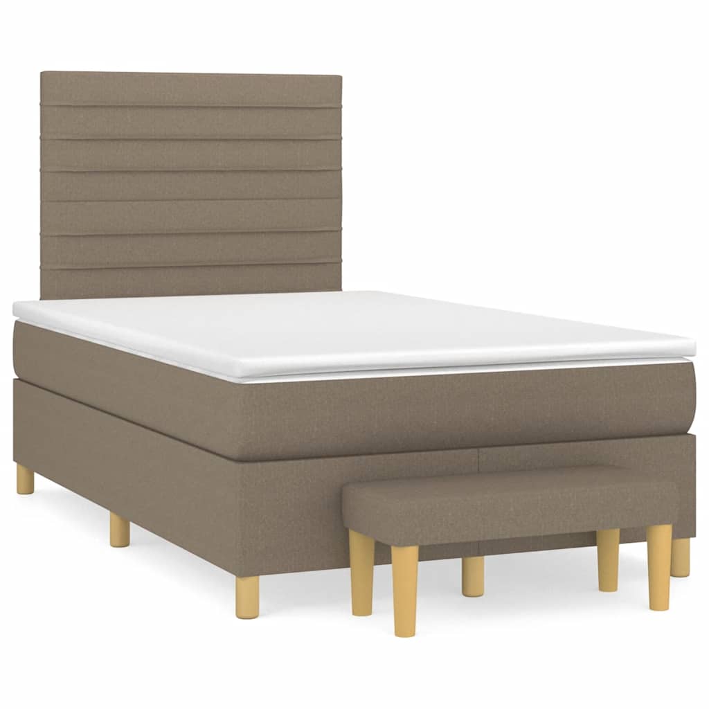 Boxspring met matras stof taupe 120x190 cm – afbeelding 2