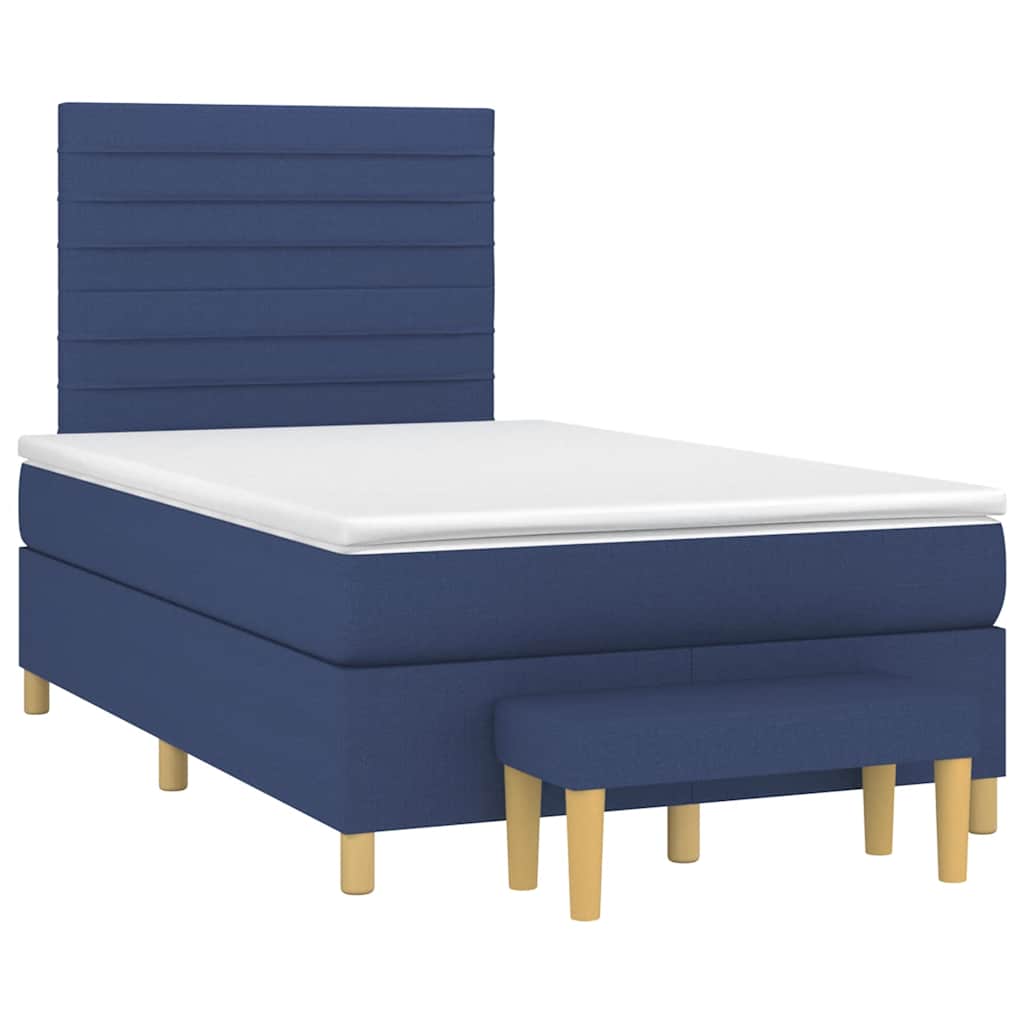 Boxspring met matras stof blauw 120x190 cm – afbeelding 1