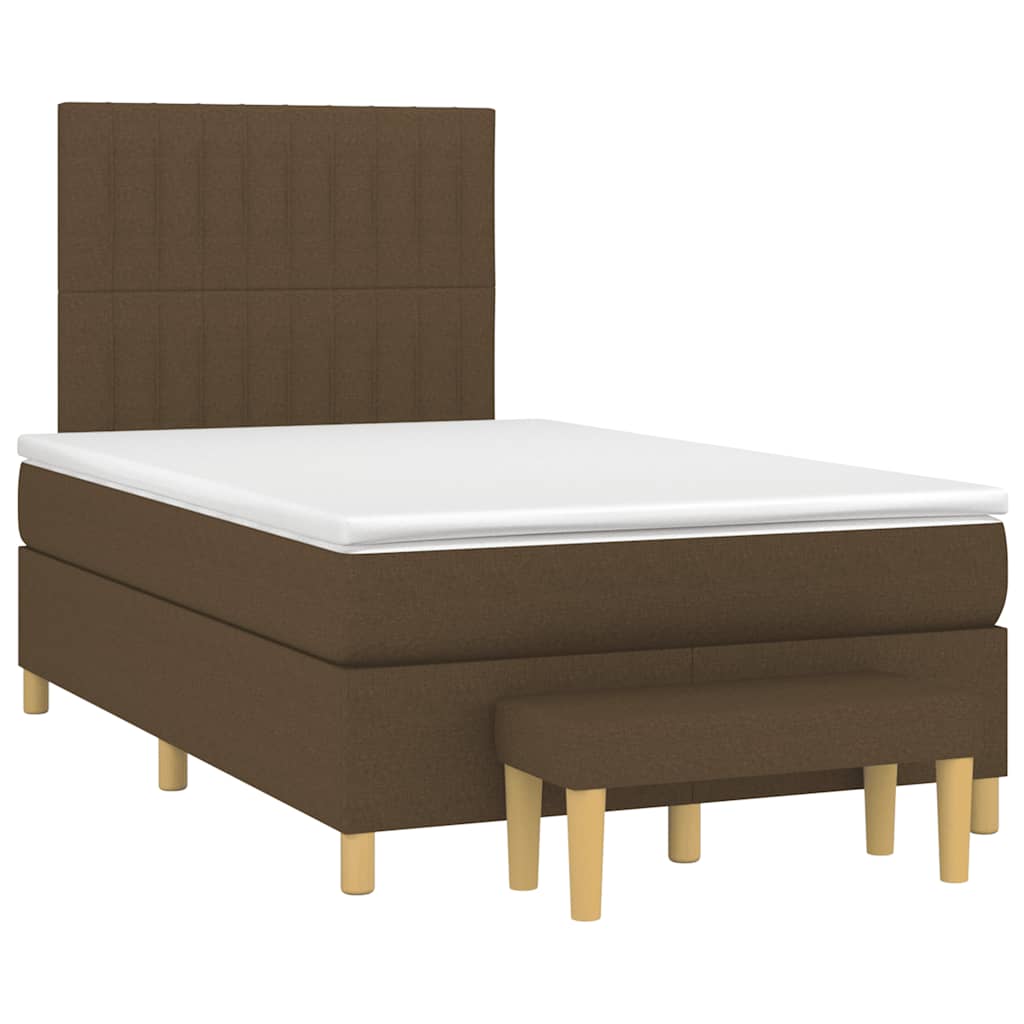 Boxspring met matras stof donkerbruin 120x190 cm – afbeelding 1