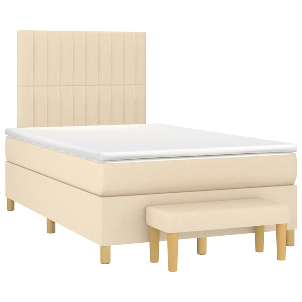 Boxspring met matras stof crèmekleurig 120x190 cm – afbeelding 1