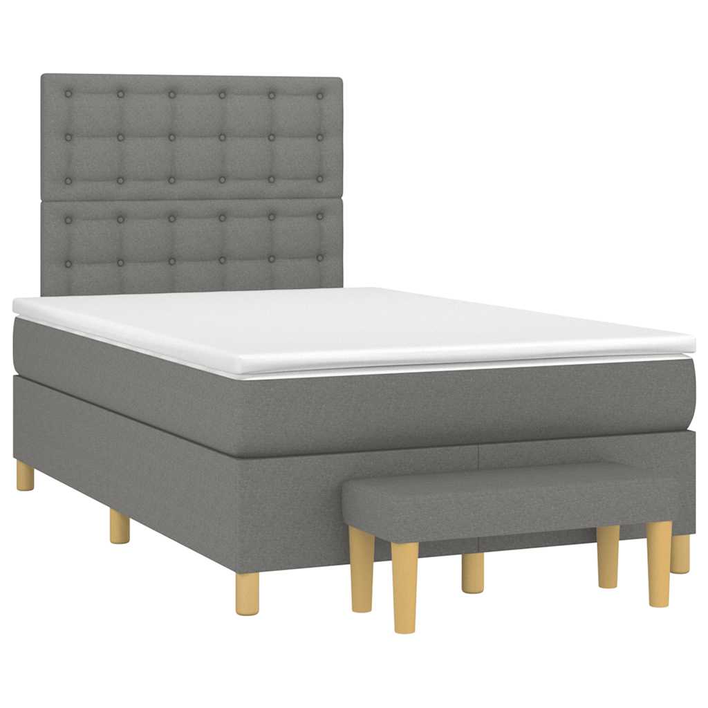 Boxspring met matras stof donkergrijs 120x190 cm – afbeelding 1