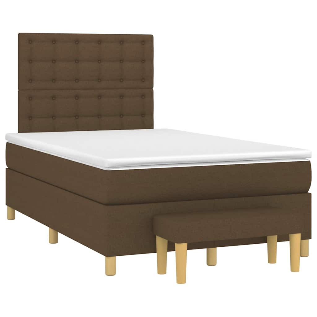 Boxspring met matras stof donkerbruin 120x190 cm – afbeelding 1