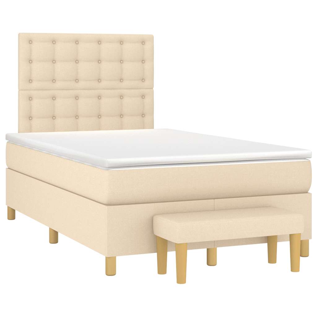 Boxspring met matras stof crèmekleurig 120x190 cm – afbeelding 1