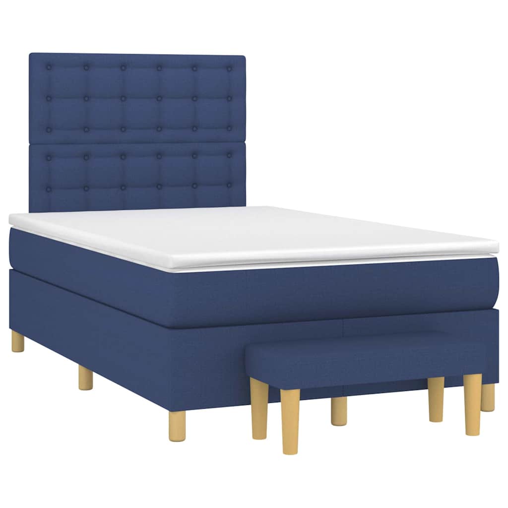 Boxspring met matras stof blauw 120x190 cm – afbeelding 1
