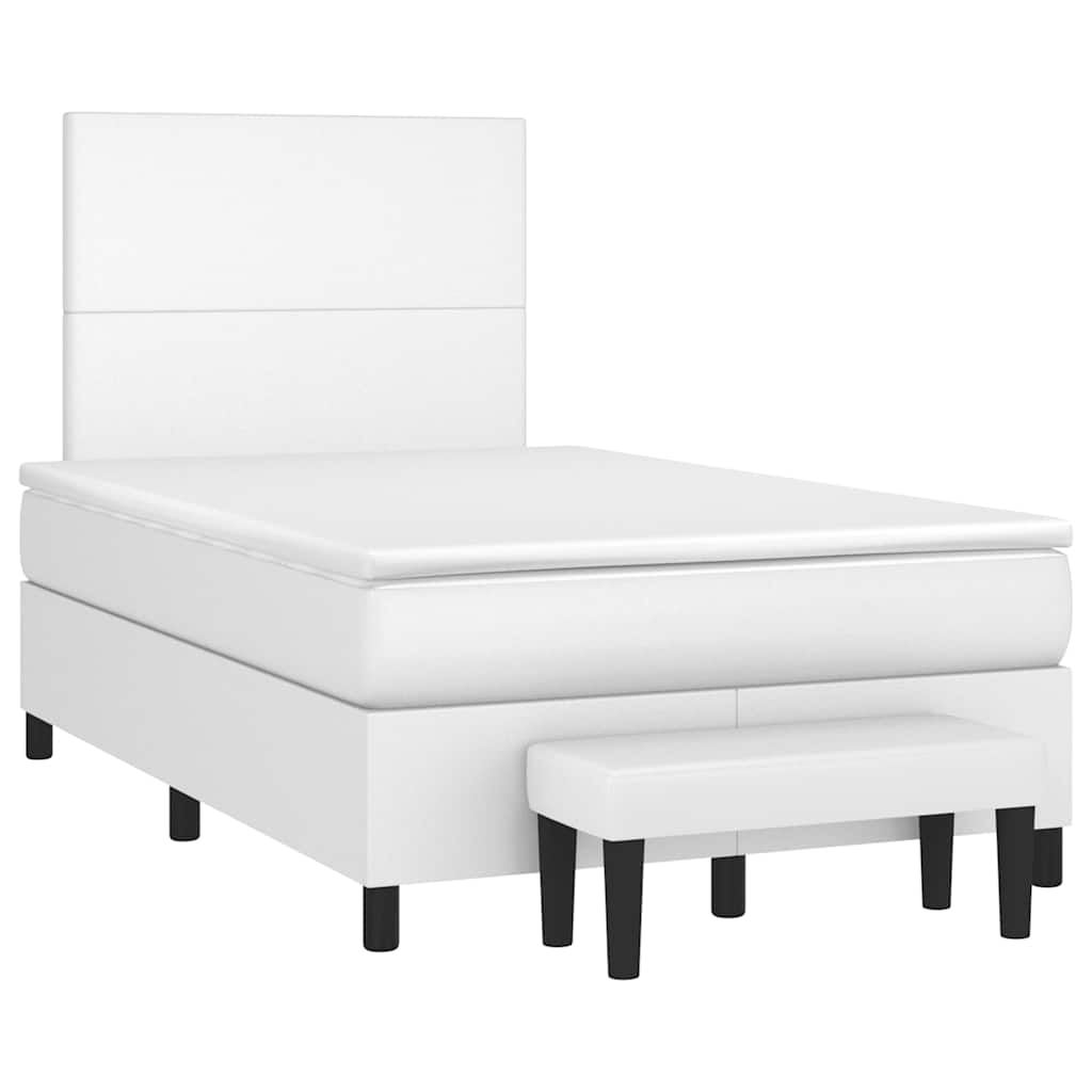 Boxspring met matras kunstleer wit 120x190 cm – afbeelding 1