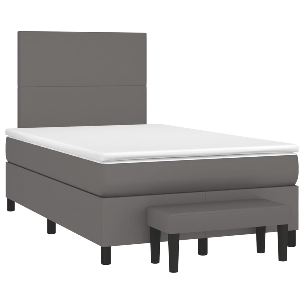 Boxspring met matras kunstleer grijs 120x190 cm