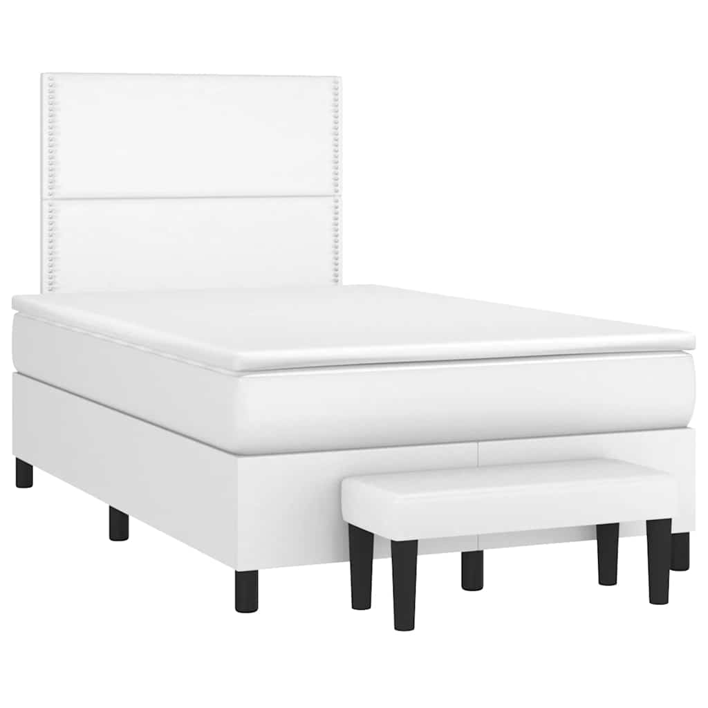 Boxspring met matras kunstleer wit 120x190 cm – afbeelding 1