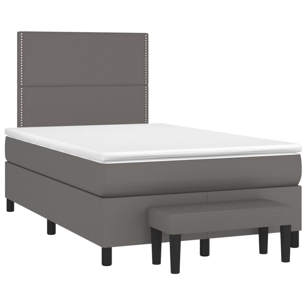 Boxspring met matras kunstleer grijs 120x190 cm – afbeelding 1