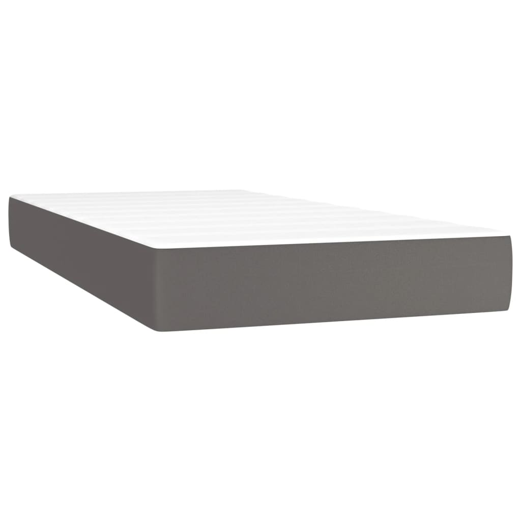 Boxspring met matras kunstleer grijs 120x190 cm – afbeelding 5