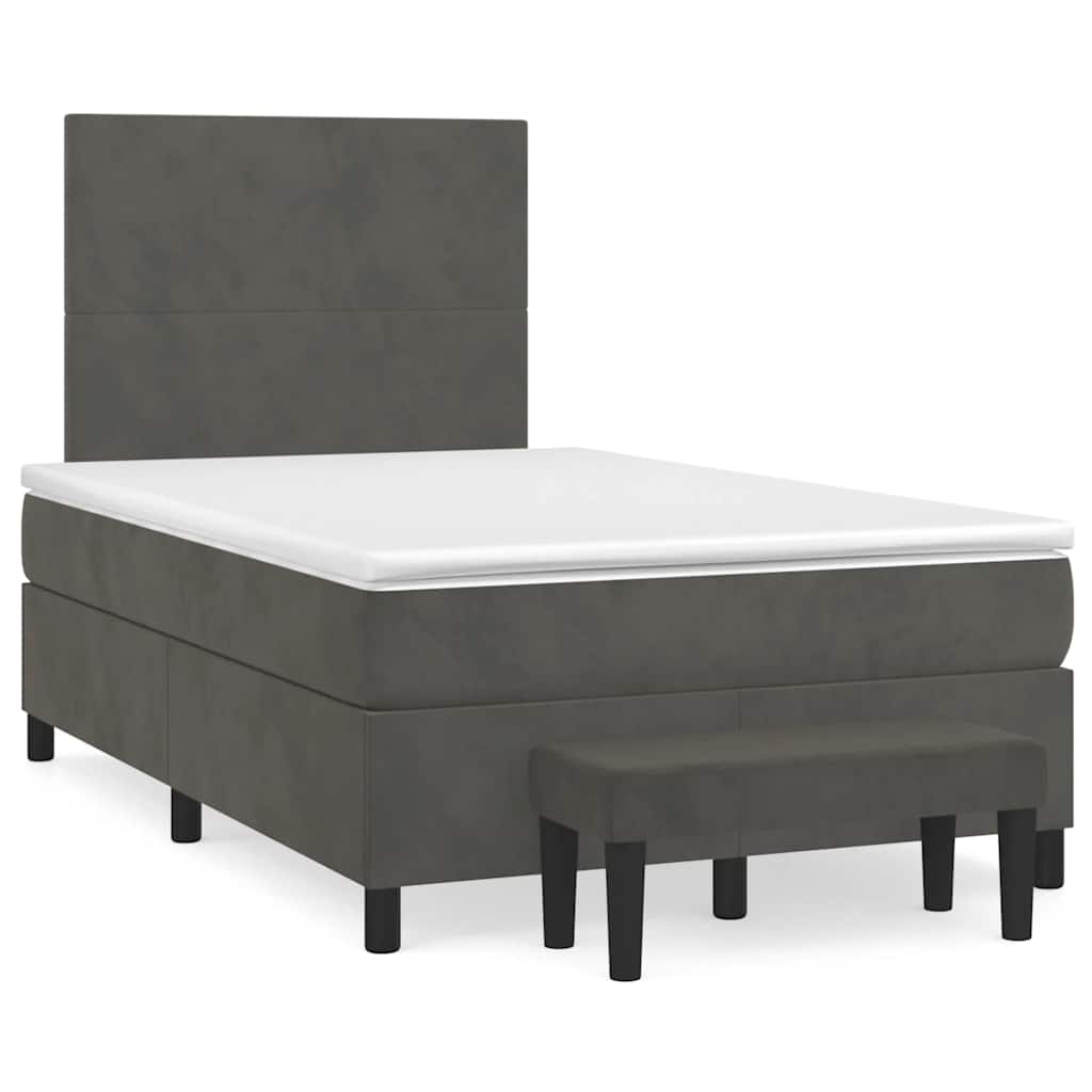 Boxspring met matras fluweel donkergrijs 120x190 cm – afbeelding 1