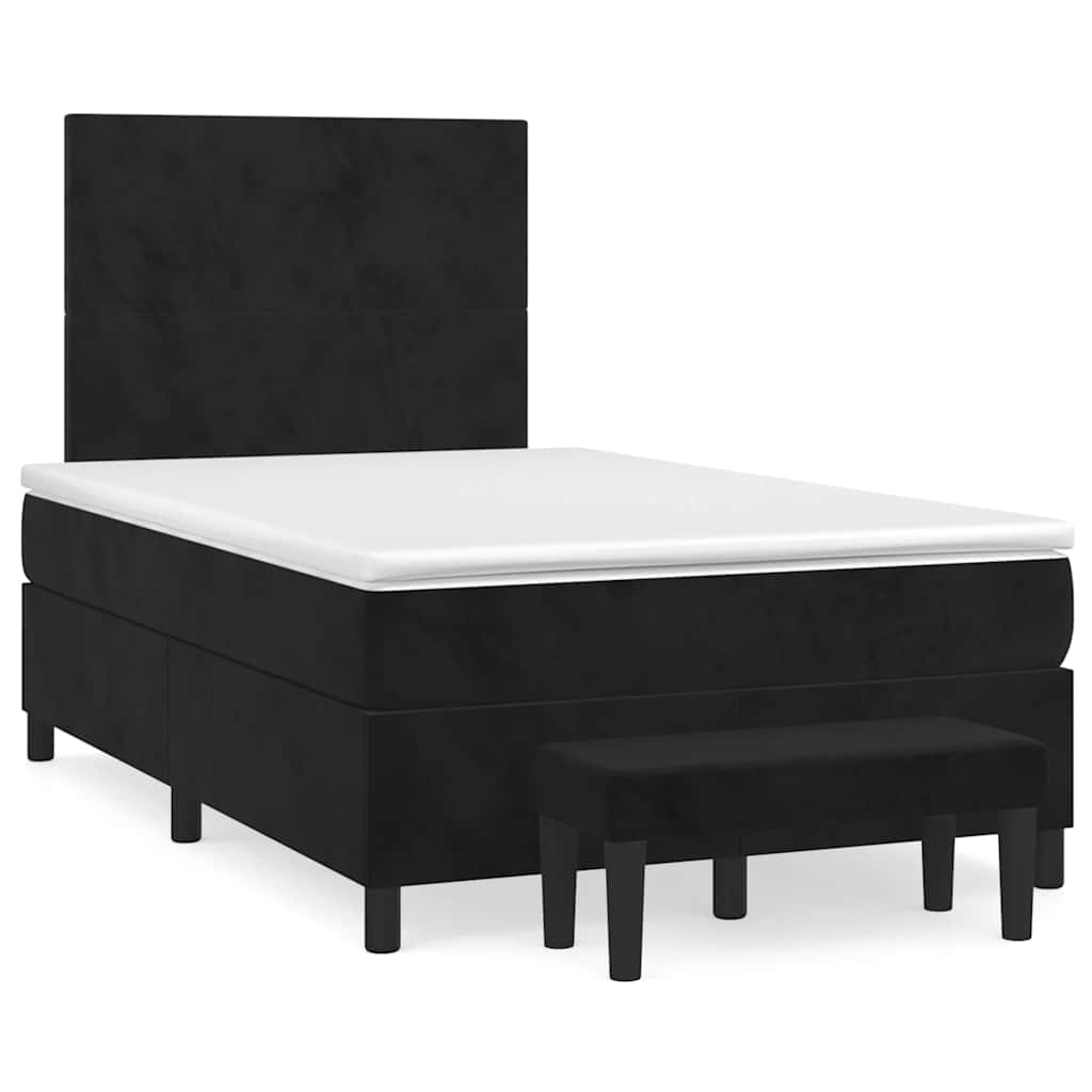 Boxspring met matras fluweel zwart 120x190 cm – afbeelding 1