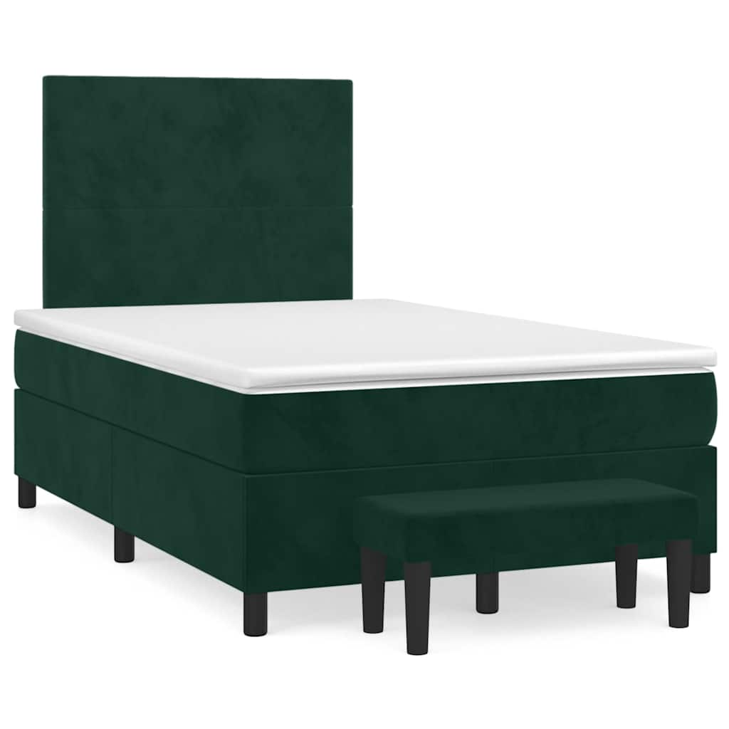 Boxspring met matras fluweel donkergroen 120x190 cm – afbeelding 1