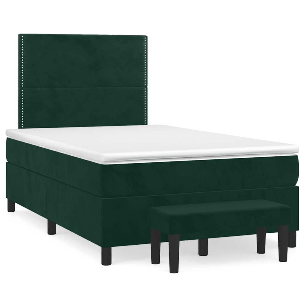 Boxspring met matras fluweel donkergroen 120x190 cm – afbeelding 1