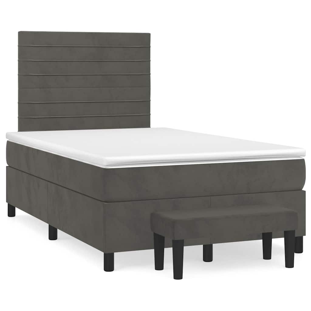 Boxspring met matras fluweel donkergrijs 120x190 cm – afbeelding 1