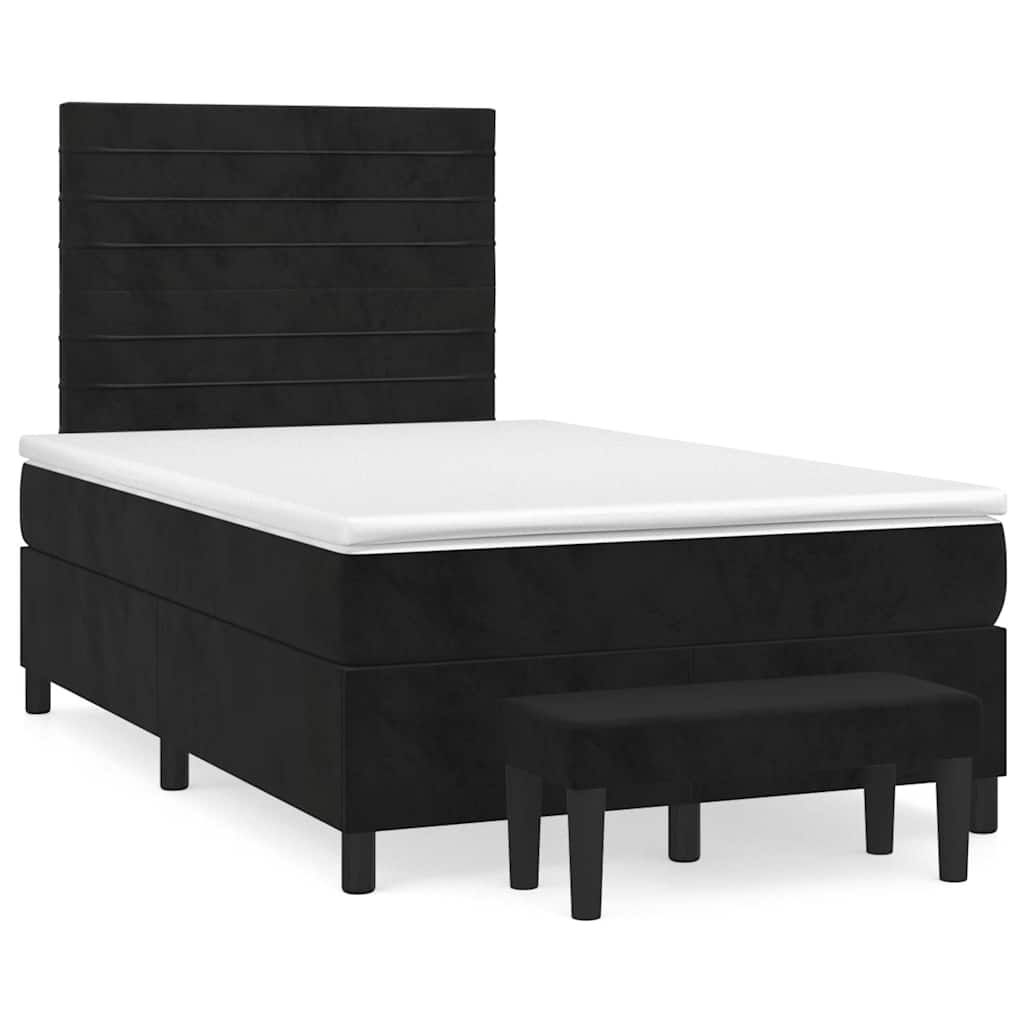 Boxspring met matras fluweel zwart 120x190 cm – afbeelding 1