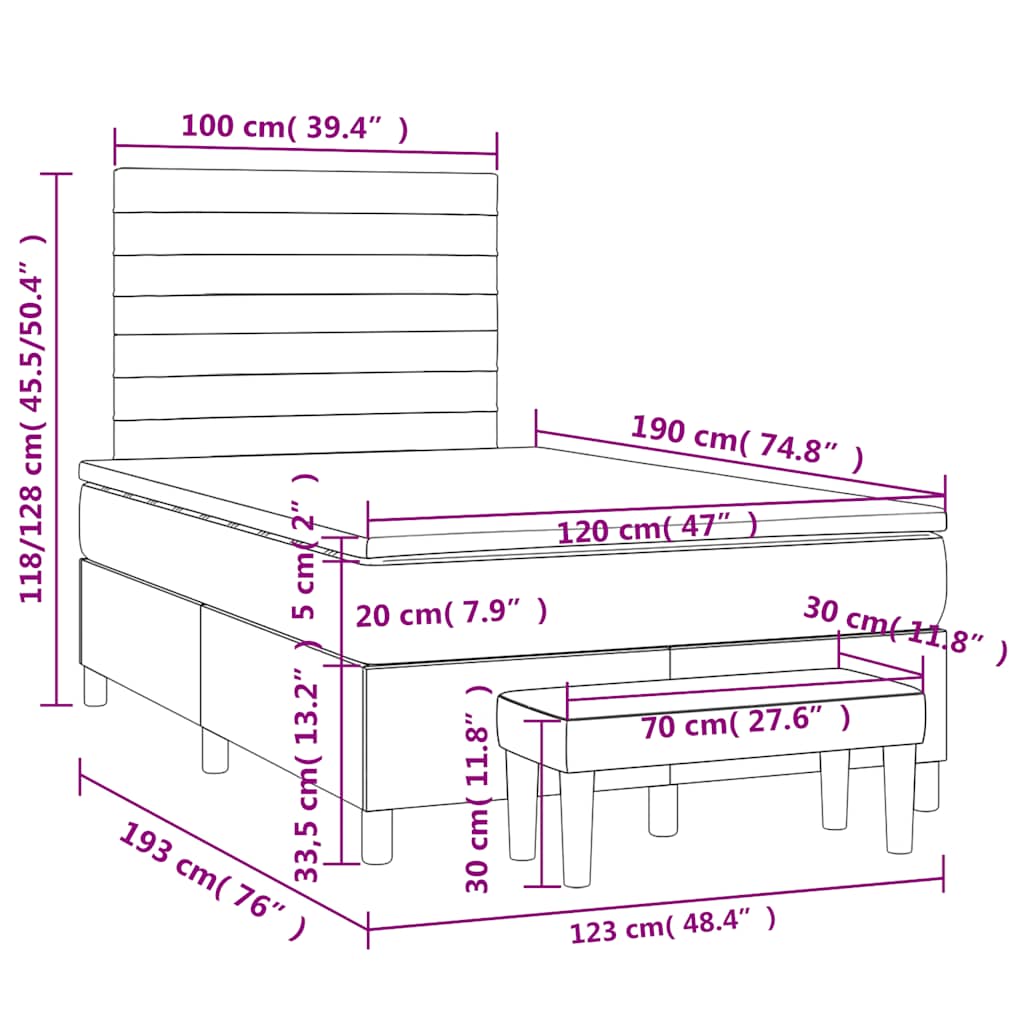 Boxspring met matras fluweel donkergroen 120x190 cm – afbeelding 10