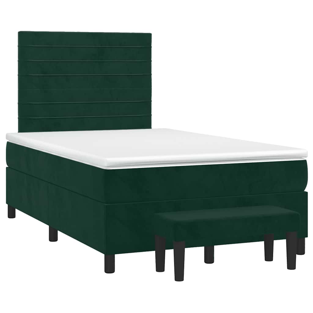 Boxspring met matras fluweel donkergroen 120x190 cm – afbeelding 2