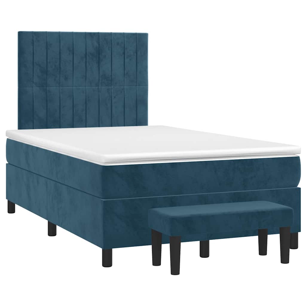 Boxspring met matras fluweel donkerblauw 120x190 cm – afbeelding 3