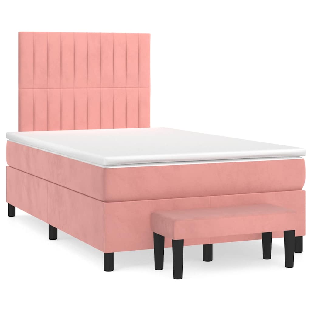Boxspring met matras fluweel roze 120x190 cm – afbeelding 1